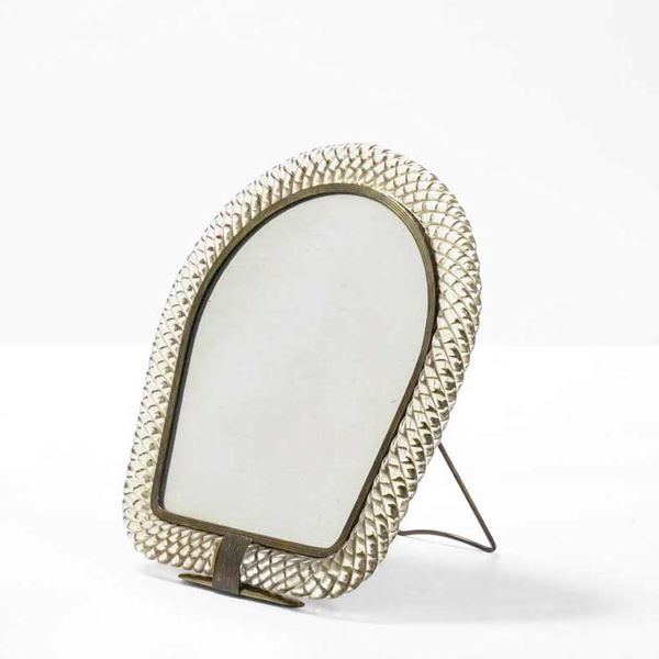 Specchio da tavolo con vassoio in marmo Affra