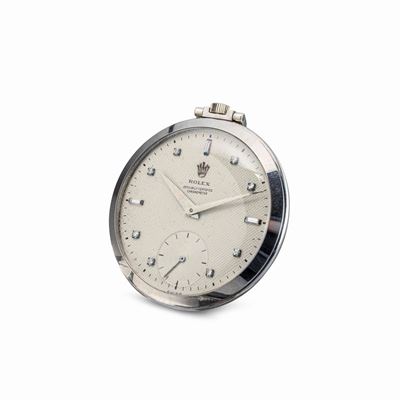 Raro e Straordinario Dress Watch Ref 8748 in Oro Bianco 18k, Quadrante Argentato a Nido D'ape Imp...