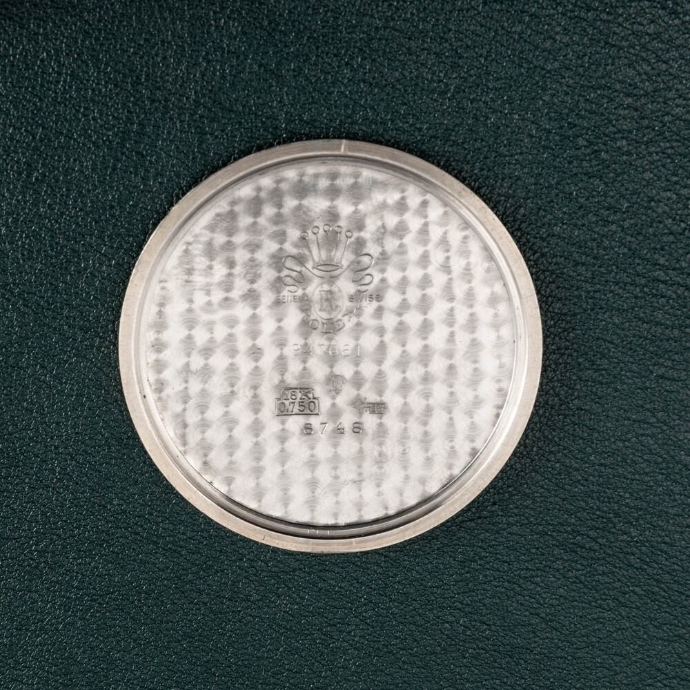 Rolex - Raro e Straordinario Dress Watch Ref 8748 in Oro Bianco 18k, Quadrante Argentato a Nido D...
