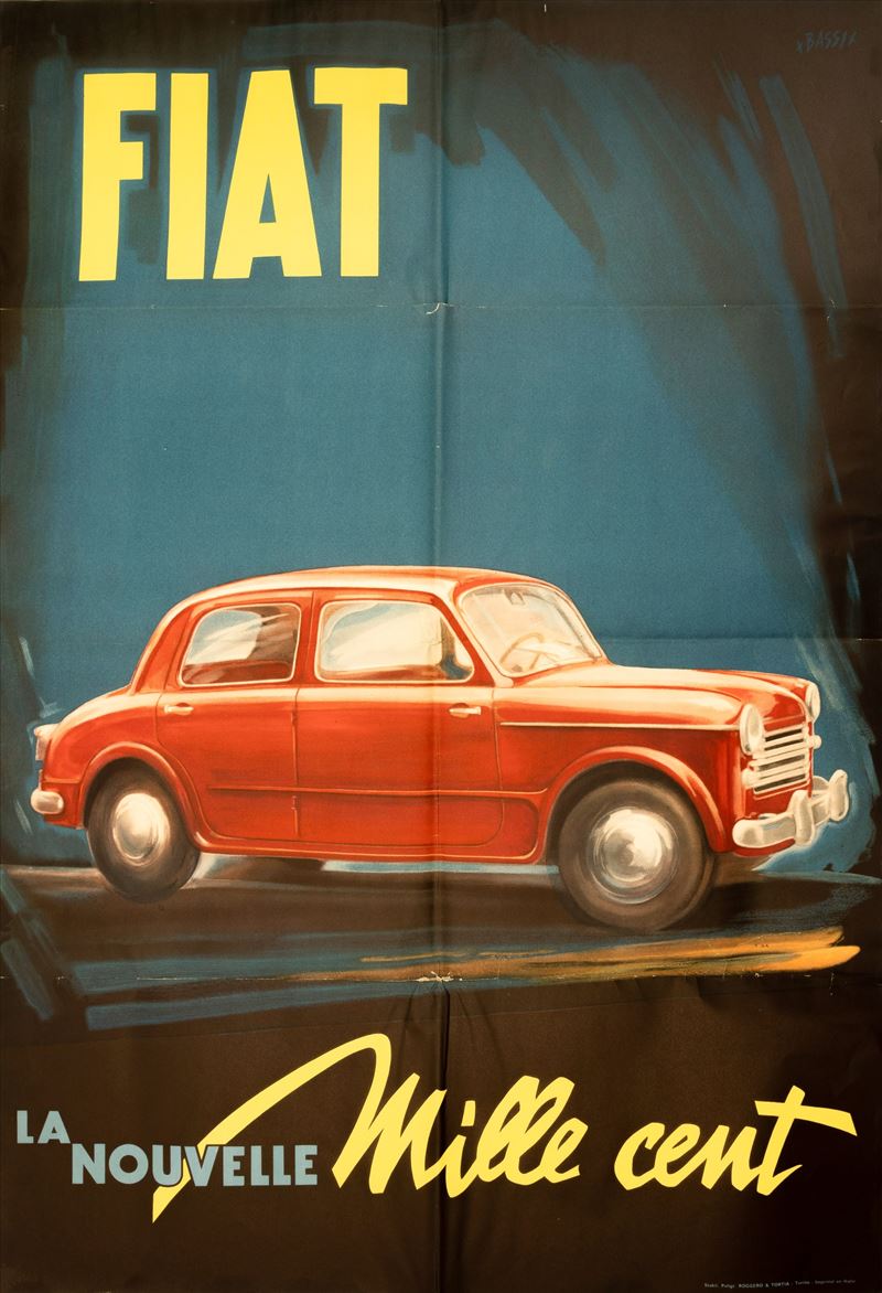 Renzo Bassi : FIAT - La Nouvelle Mille cent.  - Auction POP Culture and Vintage Posters - Cambi Casa d'Aste