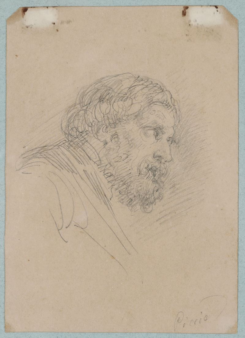 Giovanni Carnovali detto il Piccio : Autoritratto  - matita nera su carta - Auction Old Masters - Cambi Casa d'Aste