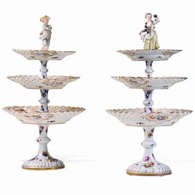 Coppia di Alzatine Traforatemeissen, 1880-1890 Circa