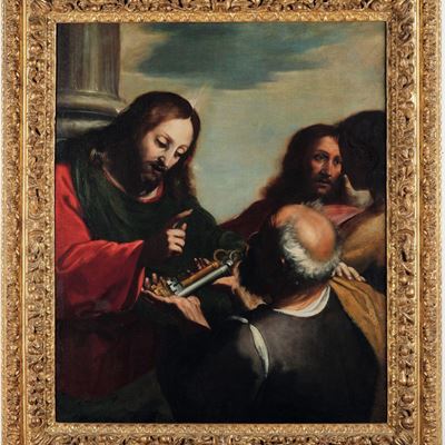 Scuola Genovese del XVII Secolo Gesù Consegna le Chiavi a San Pietro