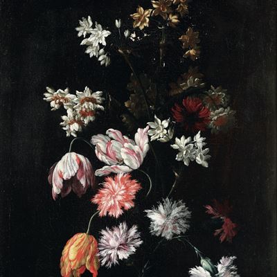 Scuola del XVII Secolo Natura Morta con Vaso di Fiori
