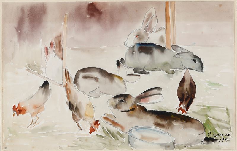 Vittorio Corona : Senza titolo  (1956)  - acquerello - Asta Arte Moderna e Contemporanea - Cambi Casa d'Aste