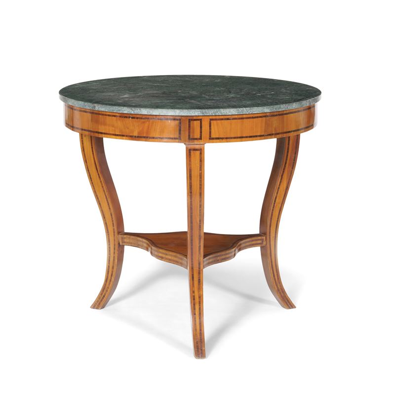 Tavolo in legno lastronato e filettato, XX secolo  - Asta Antiquariato Luglio - Cambi Casa d'Aste