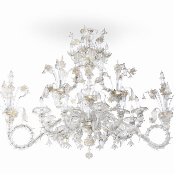 Grande lampadario in vetro di Murano, XX secolo