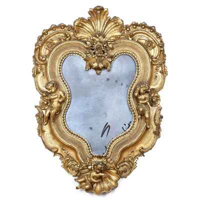 Specchiera sagomata, legno intagliato e dorato