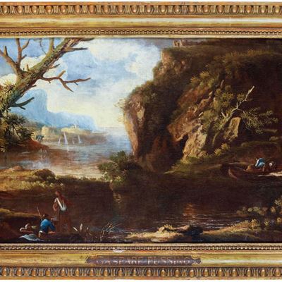 Paesaggio Fluviale con Contadini e Pescatori