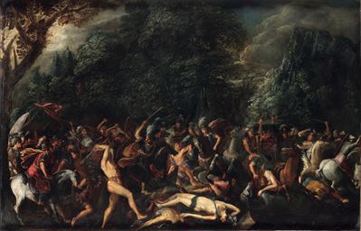 Scuola Ferrarese-padovana del XVI Secolo Scena di Battaglia