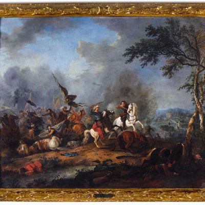 Scuola Francese della Fine del XVII Secolo Scontro di Cavalleria