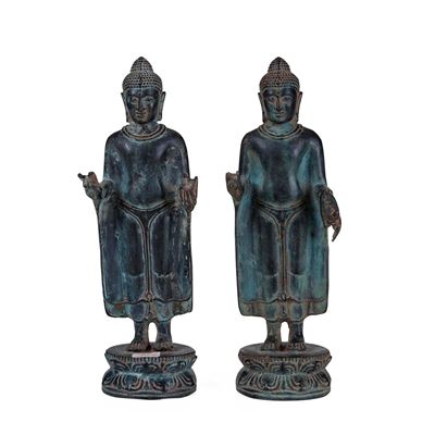 Coppia di divinità, bronzo, Indonesia, XX secolo