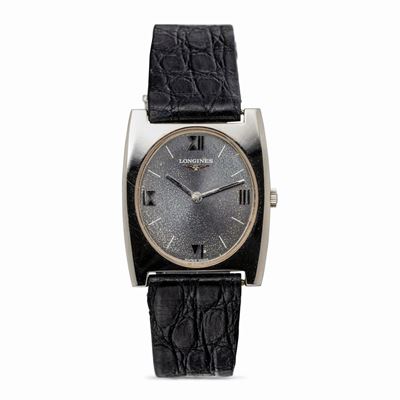Raffinato Orologio da Polso Tonneau a Carica Manuale in Oro Giallo Rodiato in Oro Bianco, Quadran...