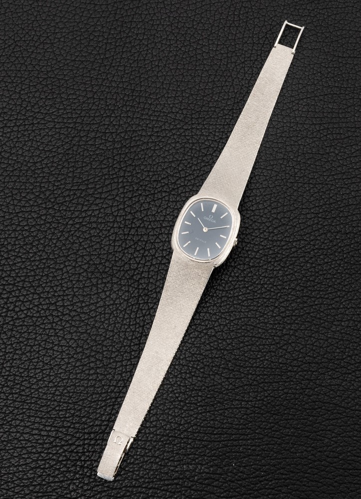 Omega - De Ville Lady in Oro Bianco 18k, Carica Manuale, Quadrante Blu con Indici Applicati, 24x2...