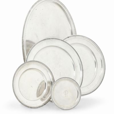 Insieme di Oggetti e Piatti in Argento, Differenti Manifatture Italiane del XX-XXI Secolo