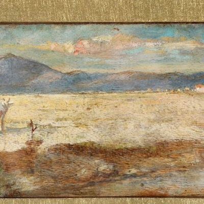 Pittore del XIX-XX Secolo Paesaggio con Mucche