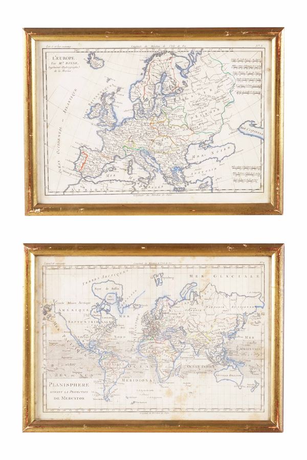 Planisfero e carta dell'Europa. Francia XVIII-XIX secolo