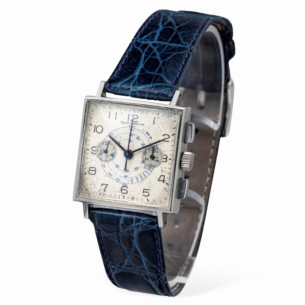 Baume & Mercier - Raro Chrono "gabus" di Forma Quadrata Due Contatori con Scala Tachimetrica, Tas...