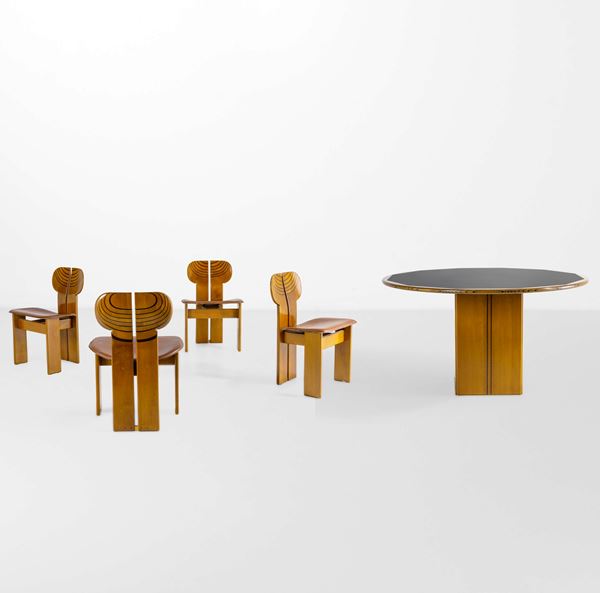 Afra e Tobia Scarpa - Set di tavolo e quattro sedie mod. Africa