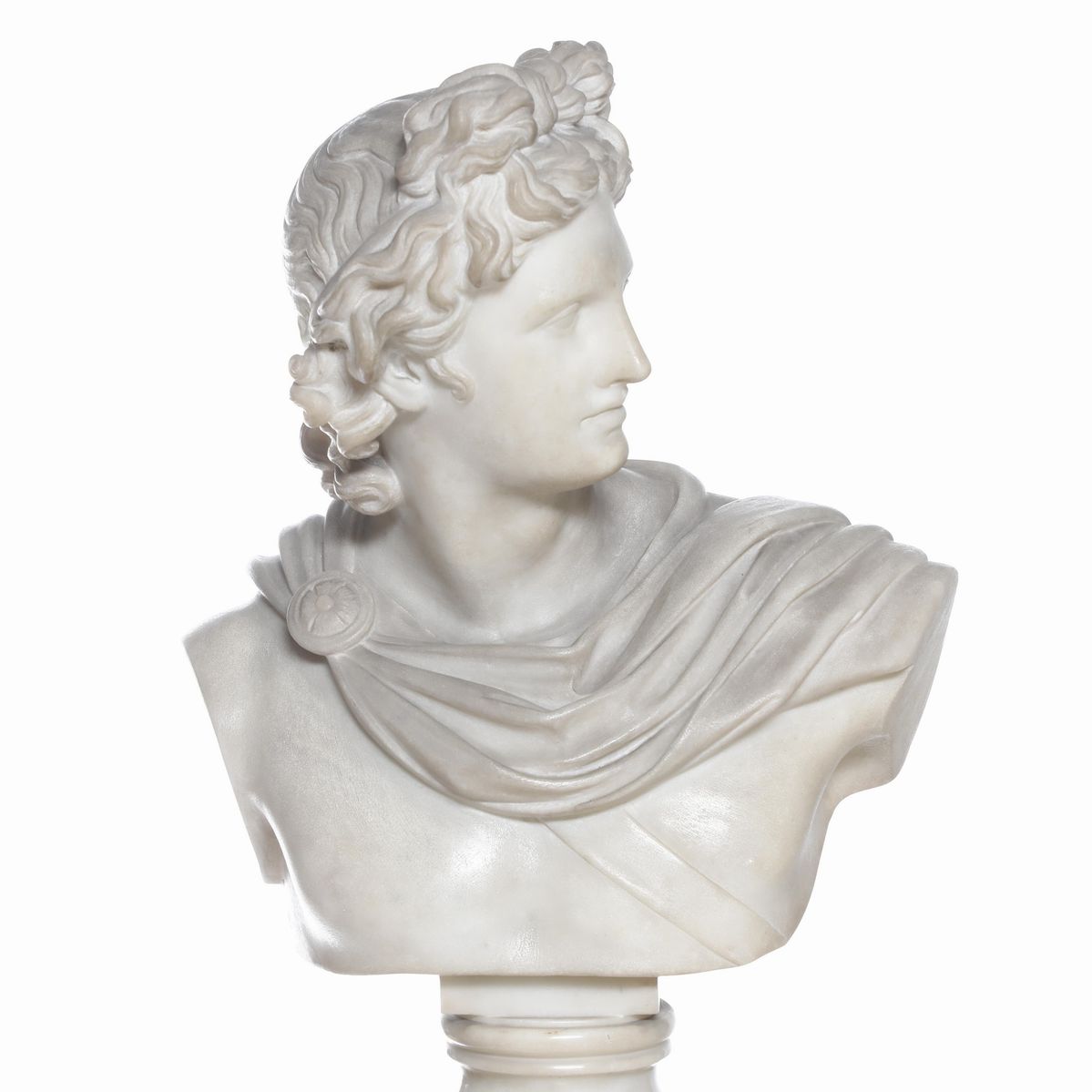 Coppia di Busti in Marmo Raffiguranti L'apollo del Belvedere e la Venere di Versailles. Arte Neoc...