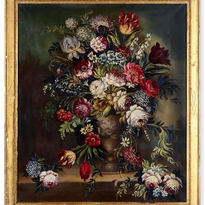 Scuola del XIX-XX Secolo Natura Morta con Vaso di Fiori