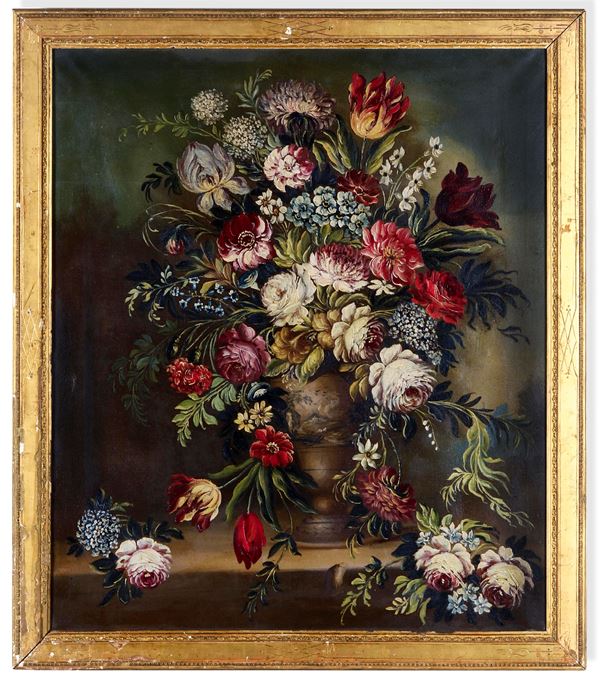 Scuola del XIX-XX secolo Natura morta con vaso di fiori