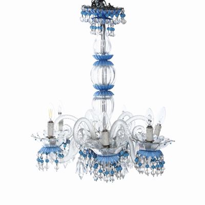 Lampadario a Quattro Luci in Vetro di Murano. XX Secolo