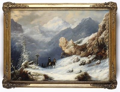 Scuola del XIX Secolo Napoleone che Valica un Passo Innevato