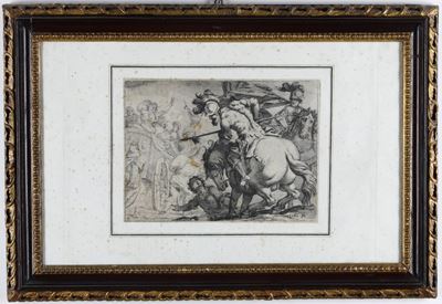 Antica Incisione Raffigurante Battaglia