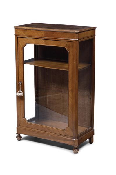 Vetrina in Legno Lastronato Ad Un’anta. XIX-XX Secolo