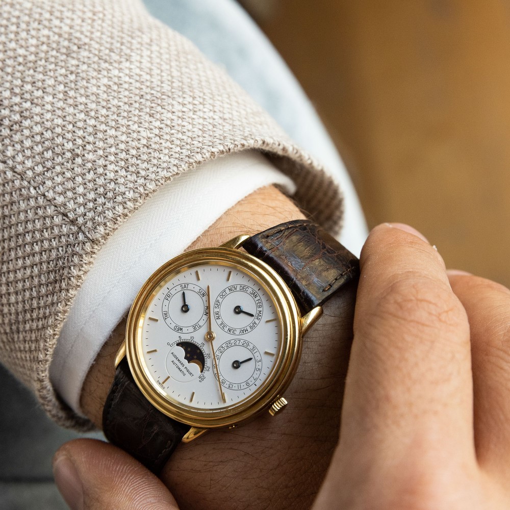 Audemars Piguet - Fine ed Elegante Quantieme Perpetuel Ref Ba5548 Automatico con Quadrante Bianco...