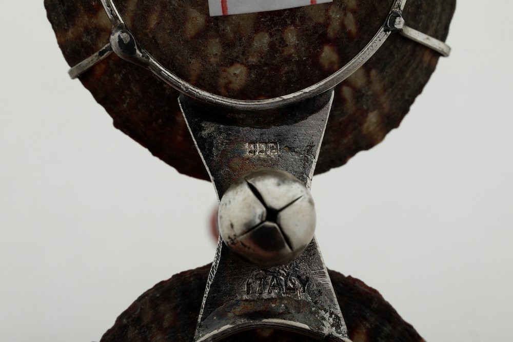 Coppia di Saliere in Argento, Corallo e Conchiglie. Argenteria Artistica Italiana, Inizi del XX S...