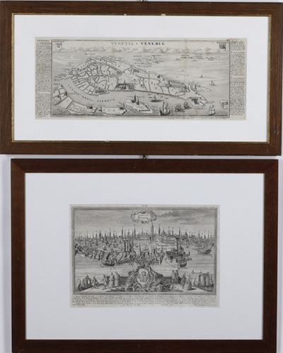 Venezia. Veduta di Venezia e Carta Topografica della Stessa...germania, Secolo XVII-XVIII.