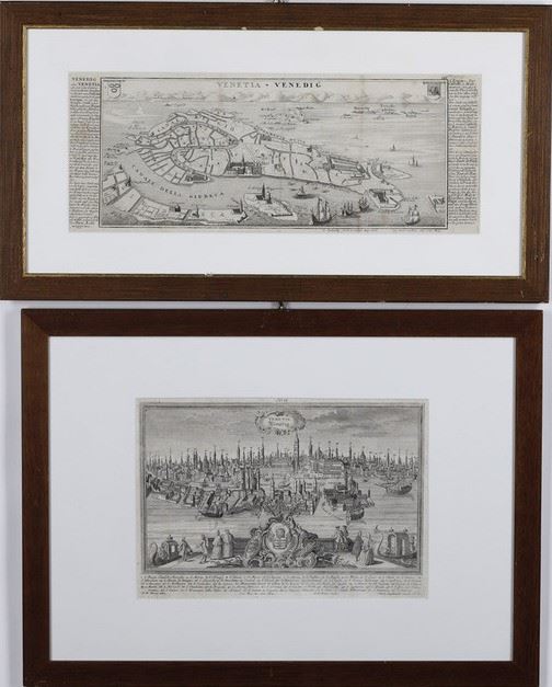 Venezia. Veduta di Venezia e carta topografica della stessa...Germania, secolo XVII-XVIII.