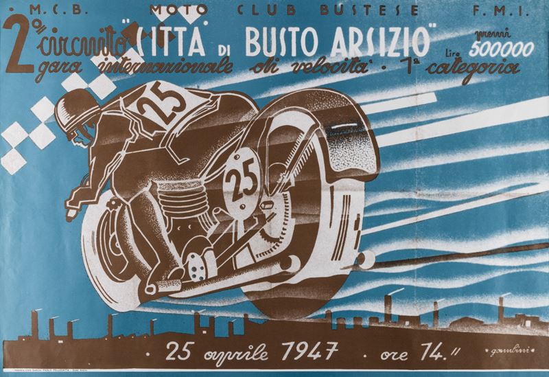 Ivanhoe Gambini : 2º Circuito Motociclistico - Città di Busto Arsizio.  - Auction POP Culture and Vintage Posters - Cambi Casa d'Aste