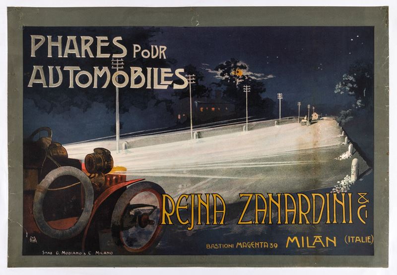 Artista non identificato : Fari per Automobili Reina Zanardin, Milano.  - Auction POP Culture and Vintage Posters - Cambi Casa d'Aste