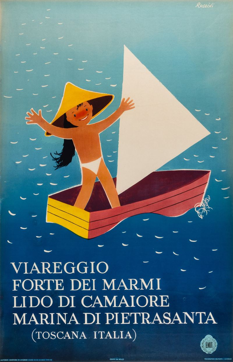 Rossini : Viareggio, Forte dei Marmi, Lido di Camaiore e Pietrasanta - ENIT.  - Auction POP Culture and Vintage Posters - Cambi Casa d'Aste