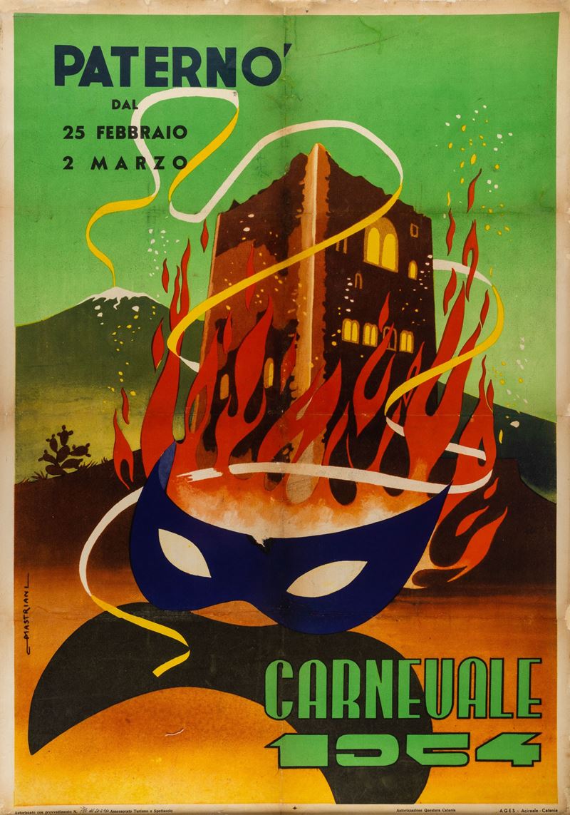 Mastriani : Carnevale Paternò 1954.  - Asta POP Culture e Manifesti d'epoca - Cambi Casa d'Aste