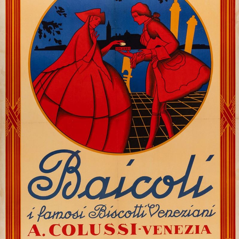 Emka : Biscotti Veneziani Baicoli - Colussi, Venezia.  - Asta POP Culture e Manifesti d'epoca - Cambi Casa d'Aste