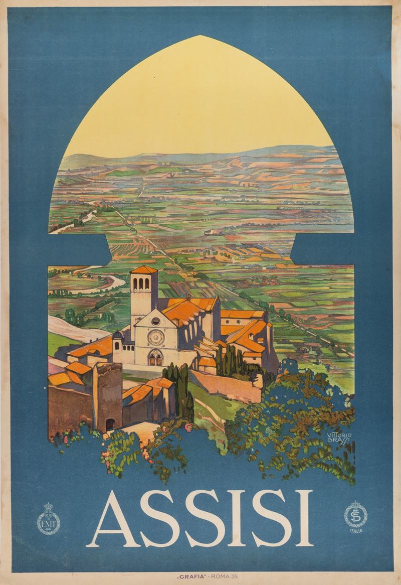 Vittorio Grassi : Assisi - ENIT.  - Asta POP Culture e Manifesti d'epoca - Cambi Casa d'Aste