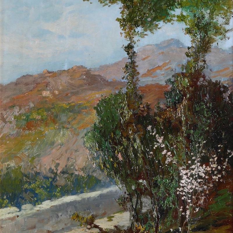 Cesare Bentivoglio : Primavera in montagna  - olio su tela - Asta Dipinti del XIX-XX secolo - Cambi Casa d'Aste