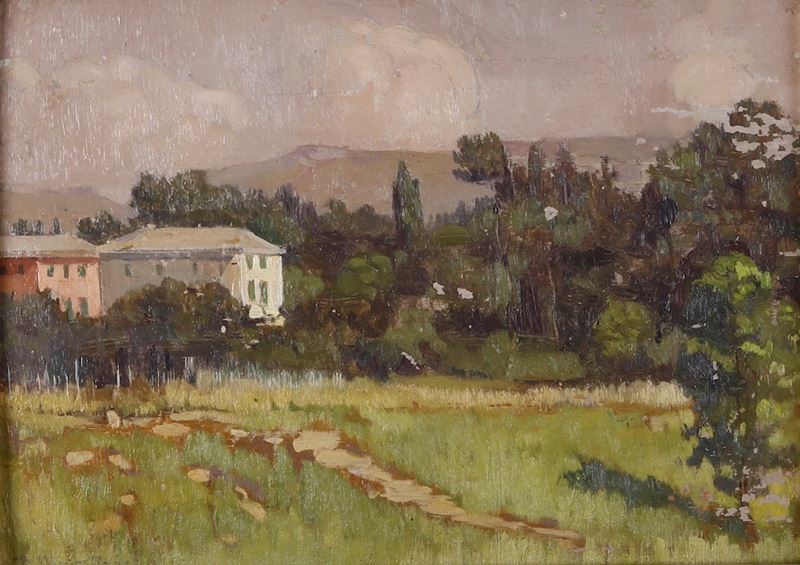 Federico Maragliano : Ville di Albaro  - olio su cartoncino - Auction 19th Century Paintings - Cambi Casa d'Aste