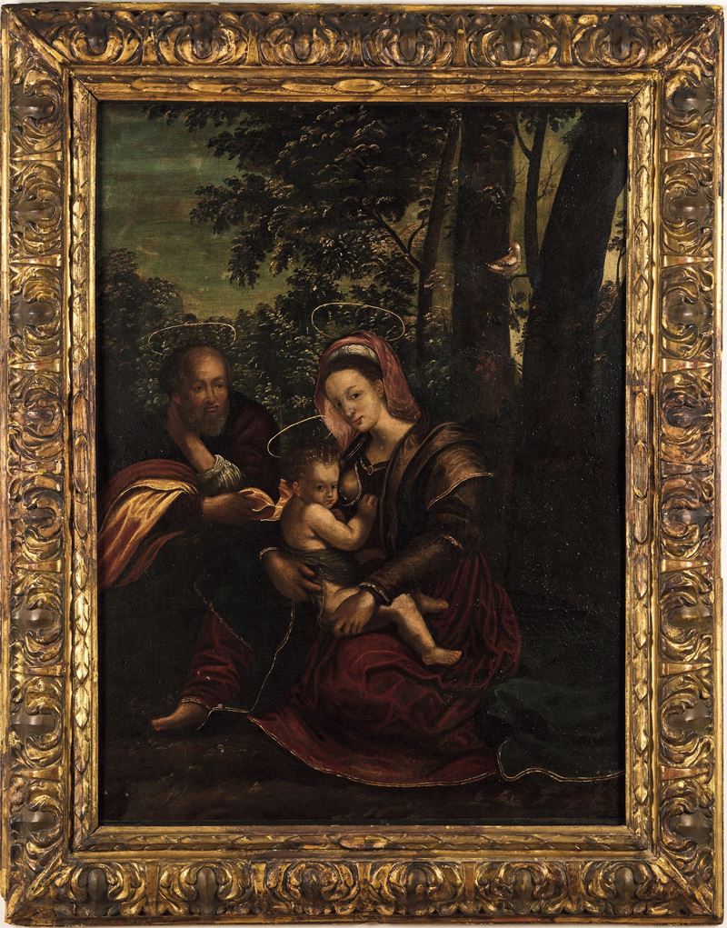 Scuola valsesiana della fine del XVII secolo Sacra Famiglia  - olio su tela - Asta Pittura Antica - Cambi Casa d'Aste