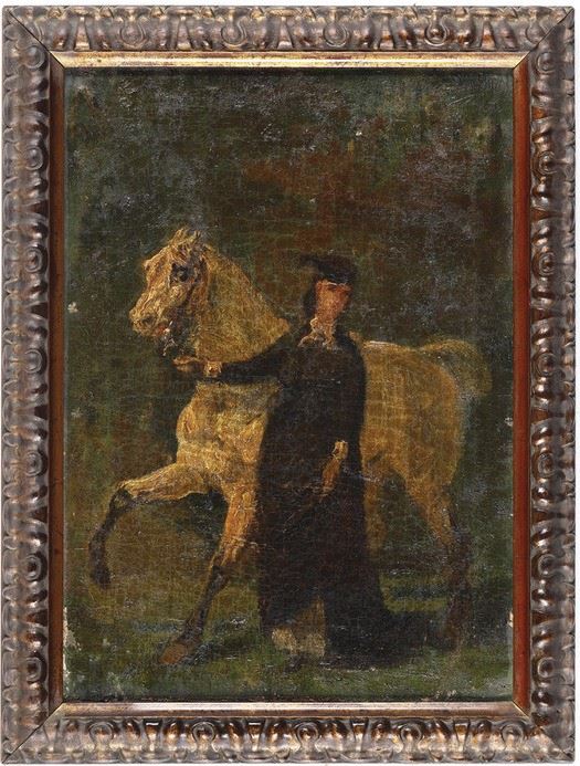 Anonimo del XIX-XX secolo Figura con cavallo