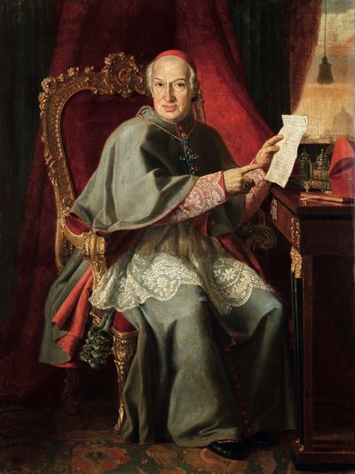 Scuola Romana del XVIII Secolo Ritratto di Cardinale con Lettera