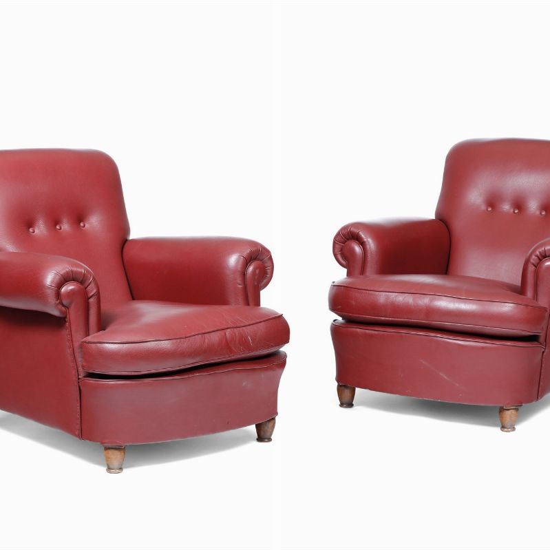 Coppia di poltrone rivestite in finta pelle  - Auction Antique July - Cambi Casa d'Aste