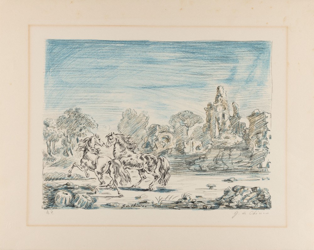 Giorgio De Chirico - Cavalli e Rovine