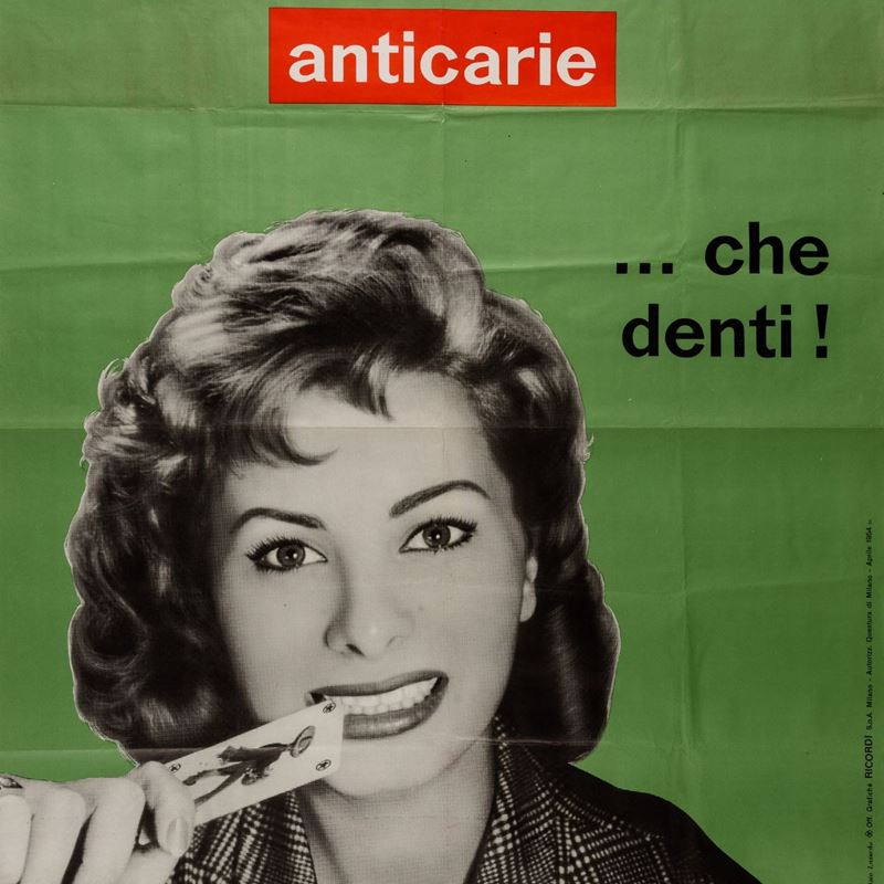 Freeman : Chlorodont anticarie - Sophia Loren.  - Asta POP Culture e Manifesti d'epoca - Cambi Casa d'Aste