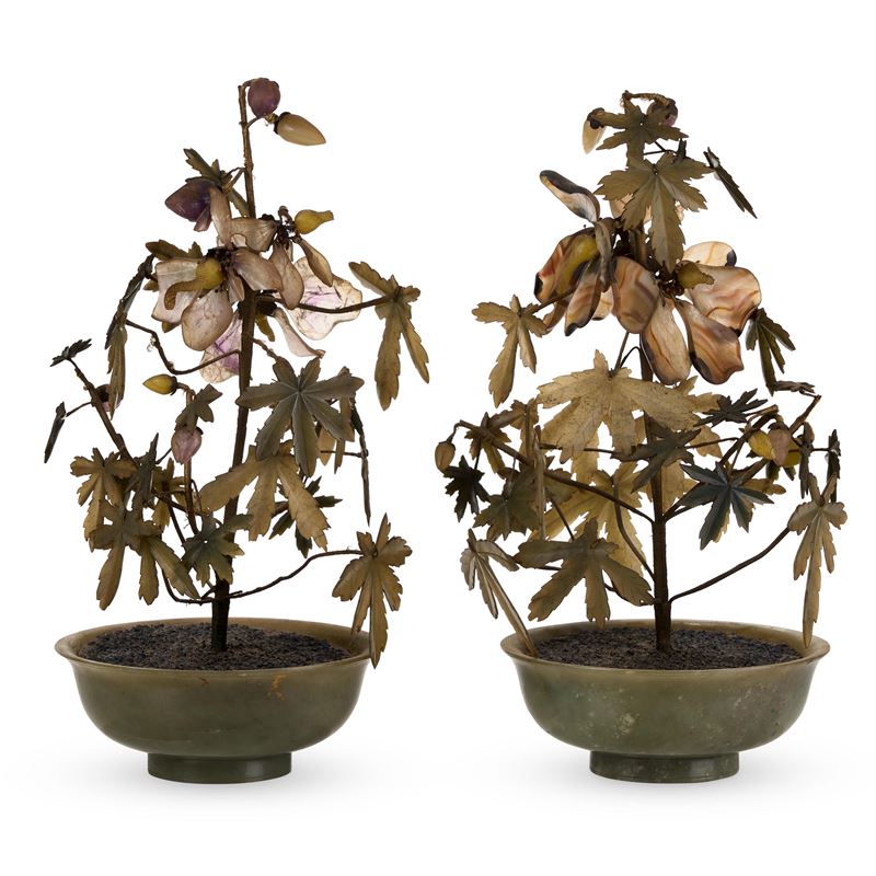 Coppia di bonsai in pietra dura, XX secolo  - Auction Italian Mansions - Cambi Casa d'Aste