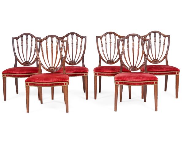 Sei sedie in mogano, Inghilterra XIX secolo